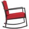 Costway Patio Rattan Rocker Chair Outdoor Glider Wicker Rocking Chair Cushion Lawn Red